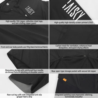 Baisky Men’s Sleeveless Triathlon Suit - Black - Extra Large