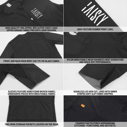 Baisky Men Short Sleeve  Triathlon Suit – BK Black - Medium