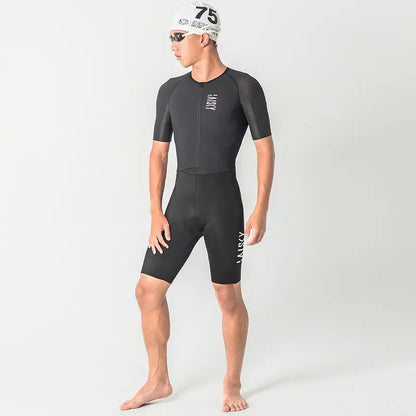 Baisky Men Short Sleeve  Triathlon Suit – BK Black - Medium