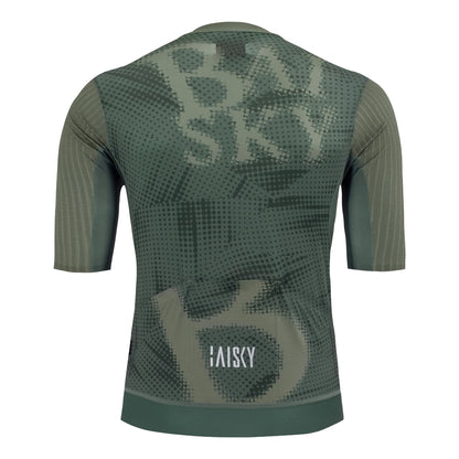 Baisky Men’s Short Sleeve Cycling Jersey – Abstract Green - Small