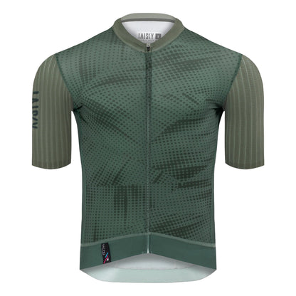 Baisky Men’s Short Sleeve Cycling Jersey – Abstract Green - Small
