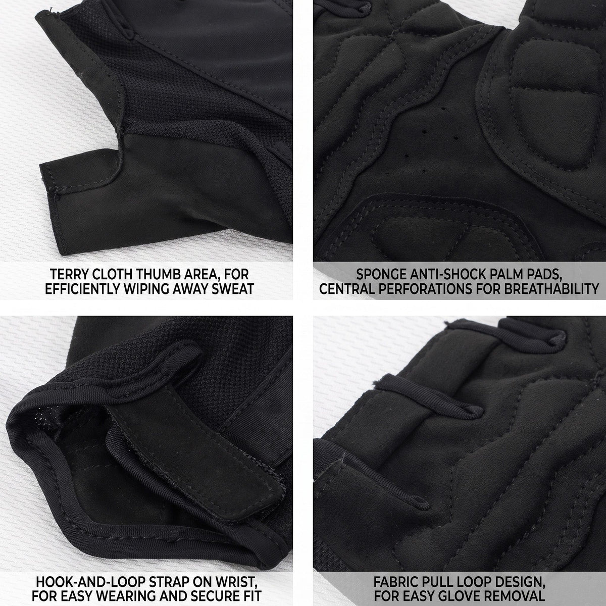 Baisky Time Half-Finger Cycling Gloves - Black - Extra Large
