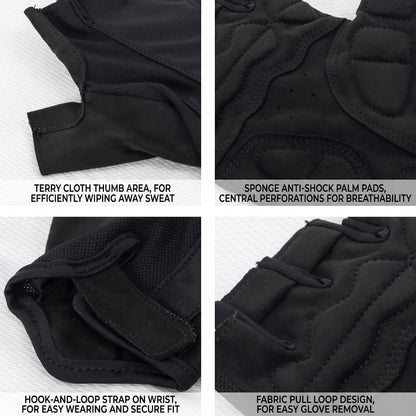 Baisky Time Half-Finger Cycling Gloves - Black - Extra Large