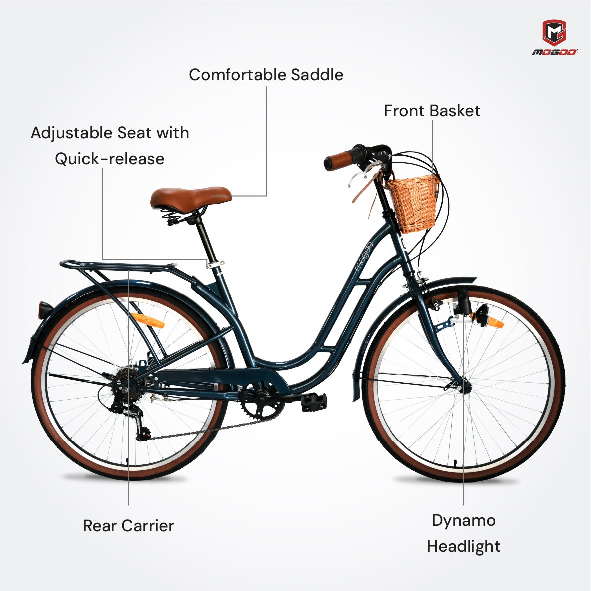 Mogoo Florida Vintage Shimano 6-Speed City Bike