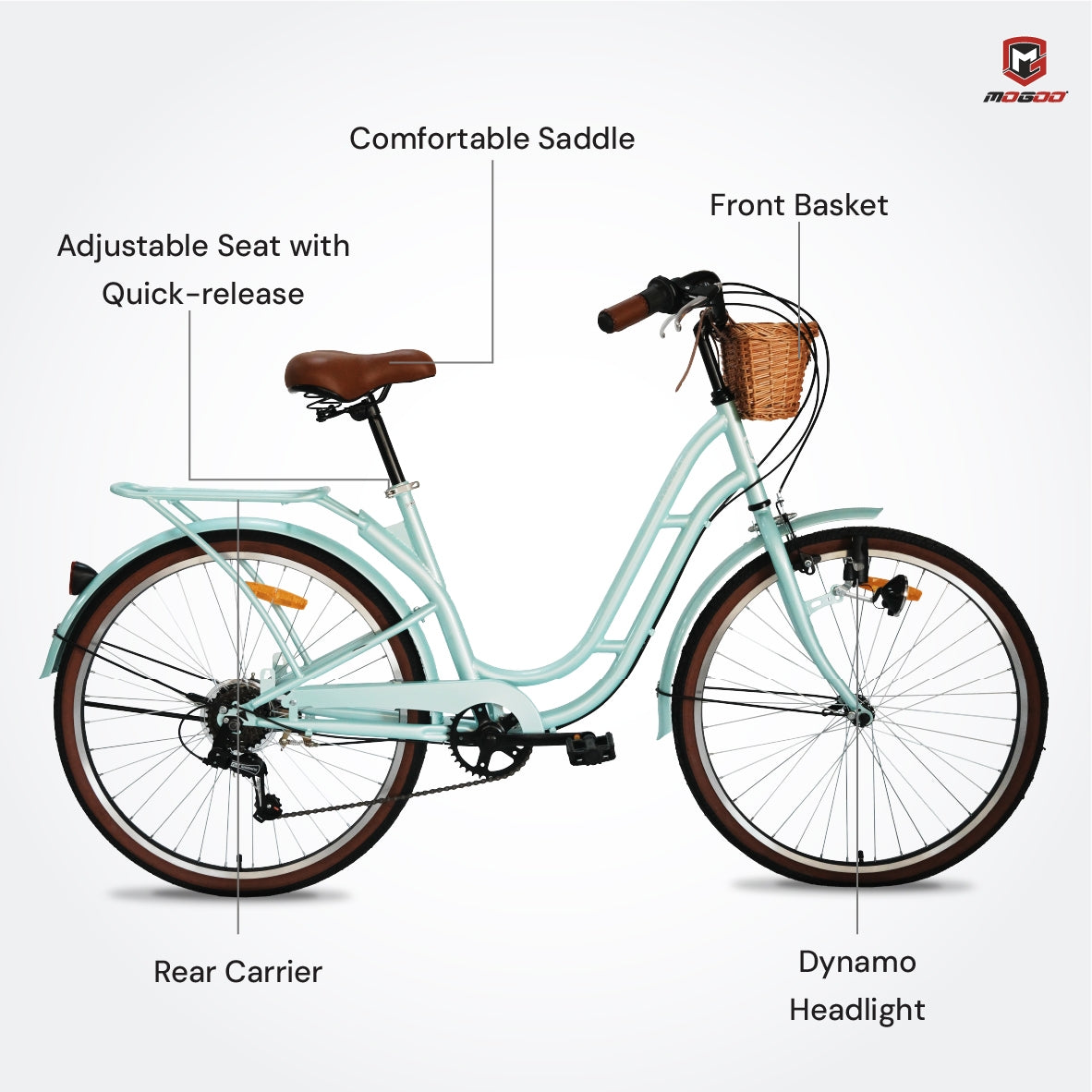 Mogoo Florida Vintage Shimano 6-Speed City Bike