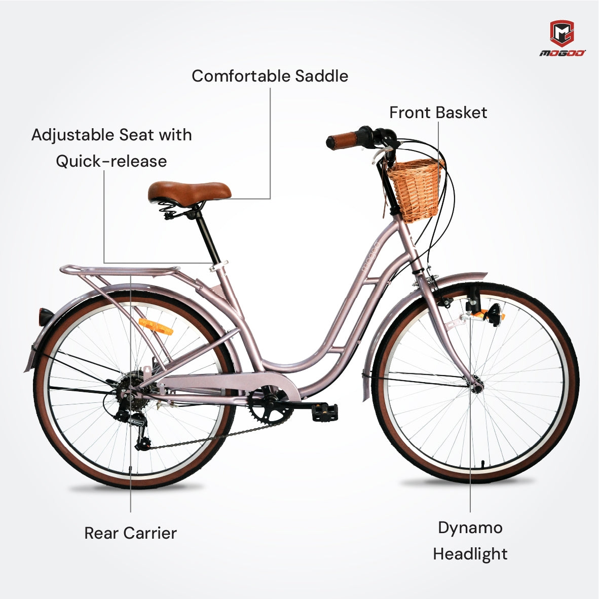 Mogoo Florida Vintage Shimano 6-Speed City Bike