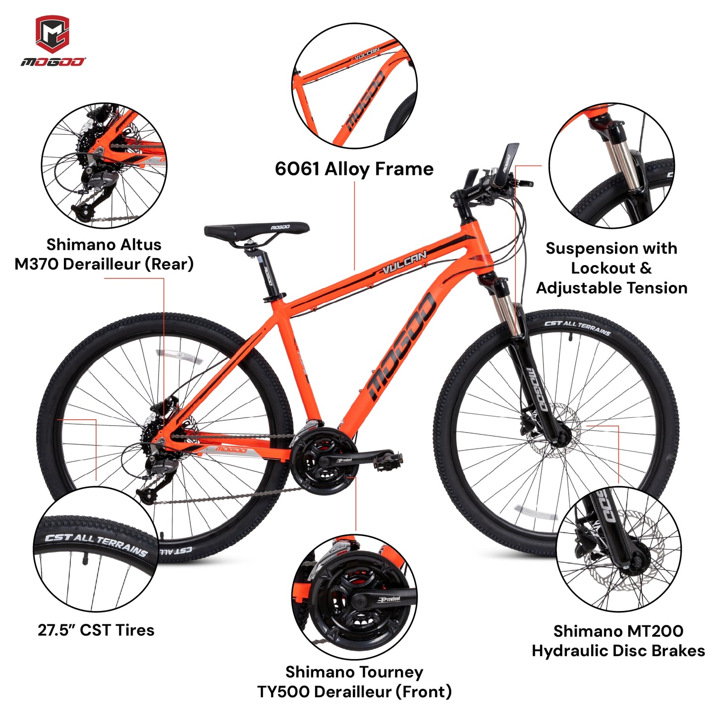 Mogoo Vulcan Mountain Bike - 27.5 Inches