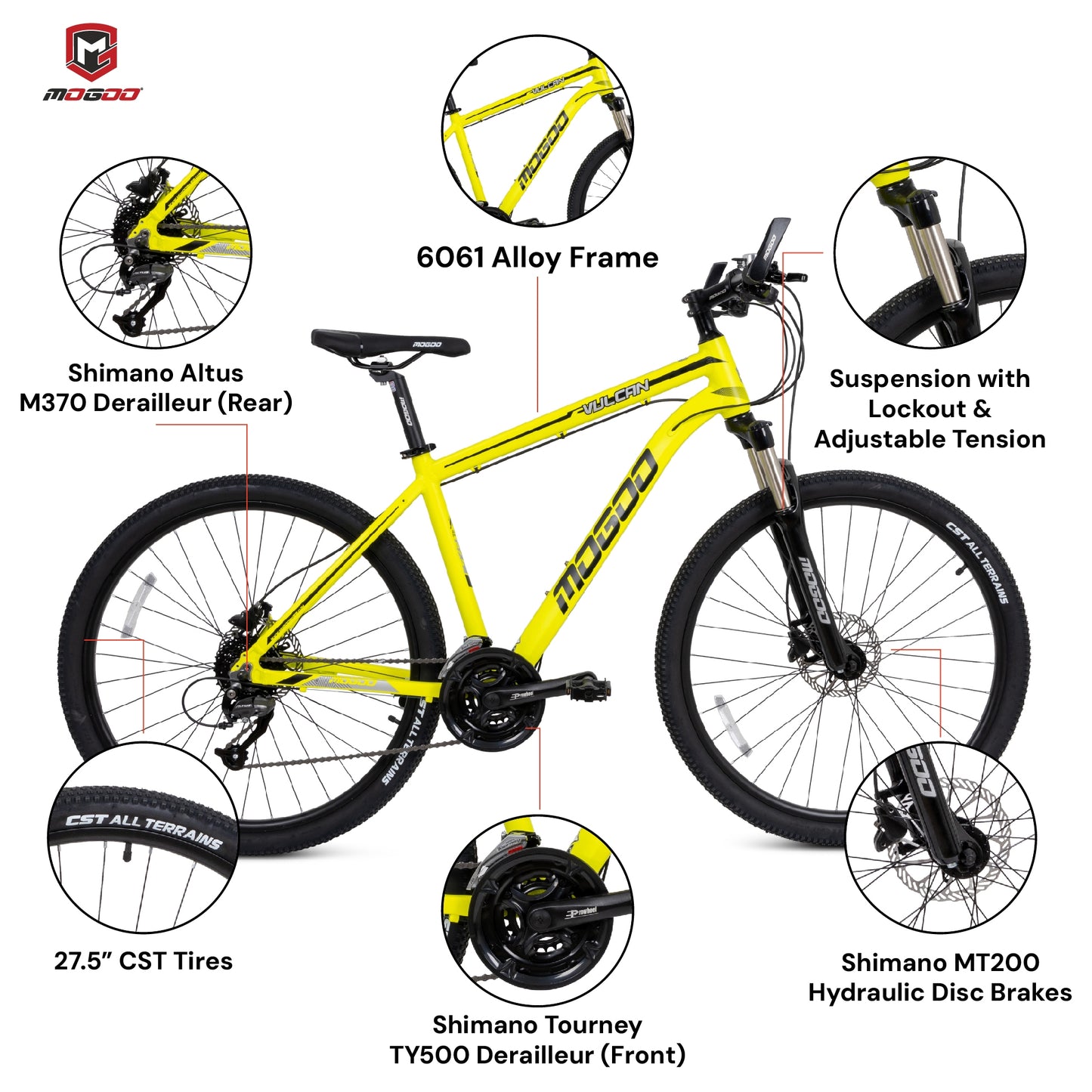 Mogoo Vulcan Mountain Bike - 27.5 Inches