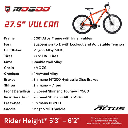 Mogoo Vulcan Mountain Bike - 27.5 Inches