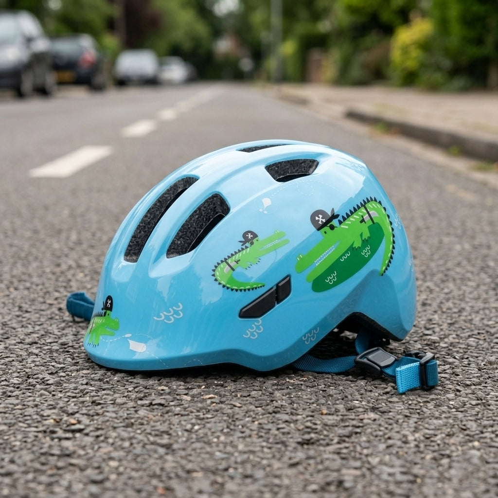 Abus Smiley 3.0 LED Kids Helmet - Blue Croco