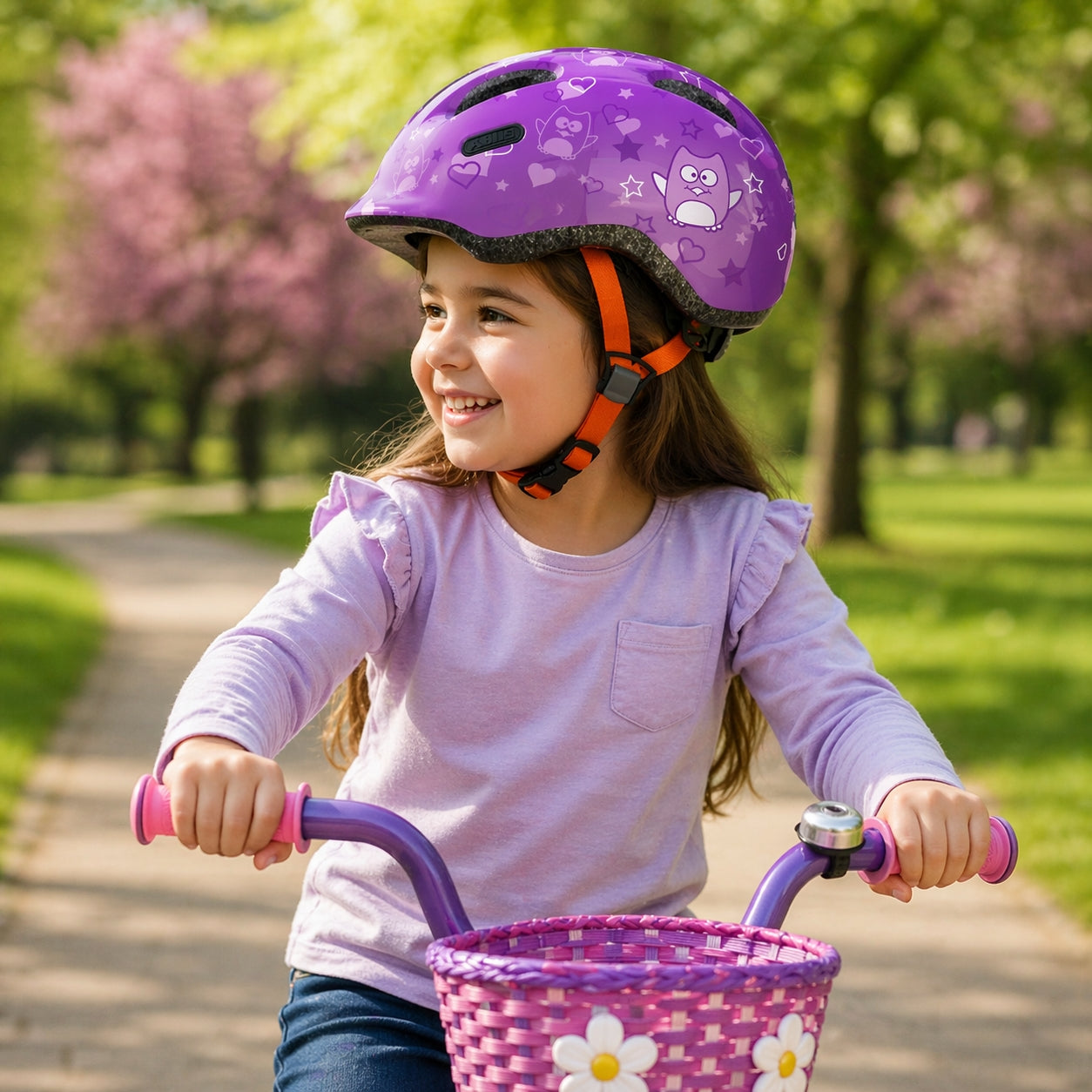 Abus Smiley 2.0 Kids Helmet - Purple Star Design