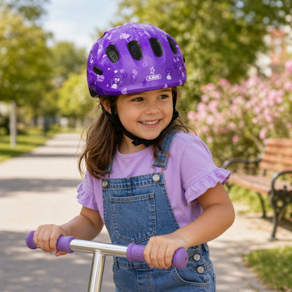 Abus Smiley 2.0 Kids Helmet - Purple Star Design