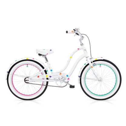 Electra Heartchya Girls 3i 20-Inch Kids Bike - White