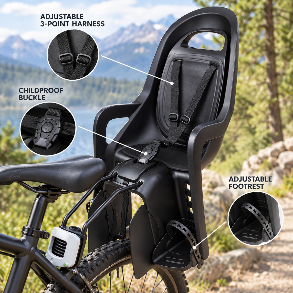 Polisport Groovy FF Frame Mounted Bicycle Child Seat - Black