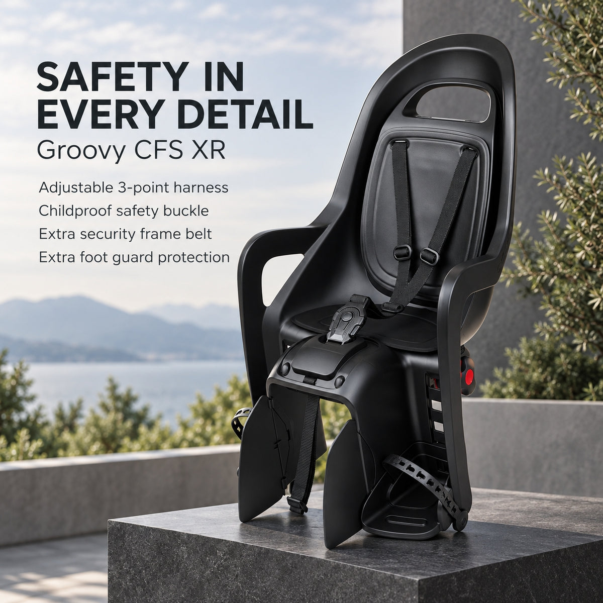 Polisport Groovy CFS XR Rear Bicycle Child Seat - Black
