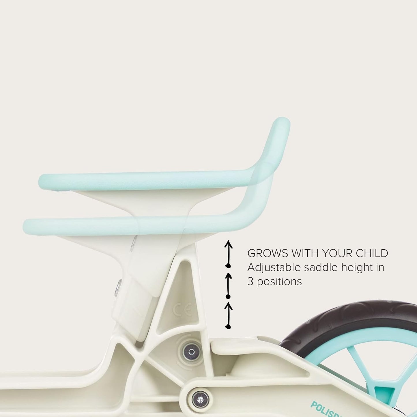 Polisport Balance Bike – Cream & Mint | Foldable Lightweight Ride for Young Explorers