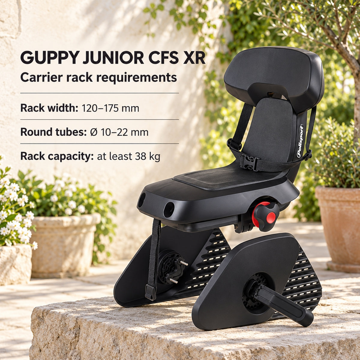 Polisport Guppy Junior CFS XR Rear Bicycle Seat - Black