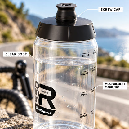 Polisport R550 Screw Cap Sports Water Bottle - Black | 550ml