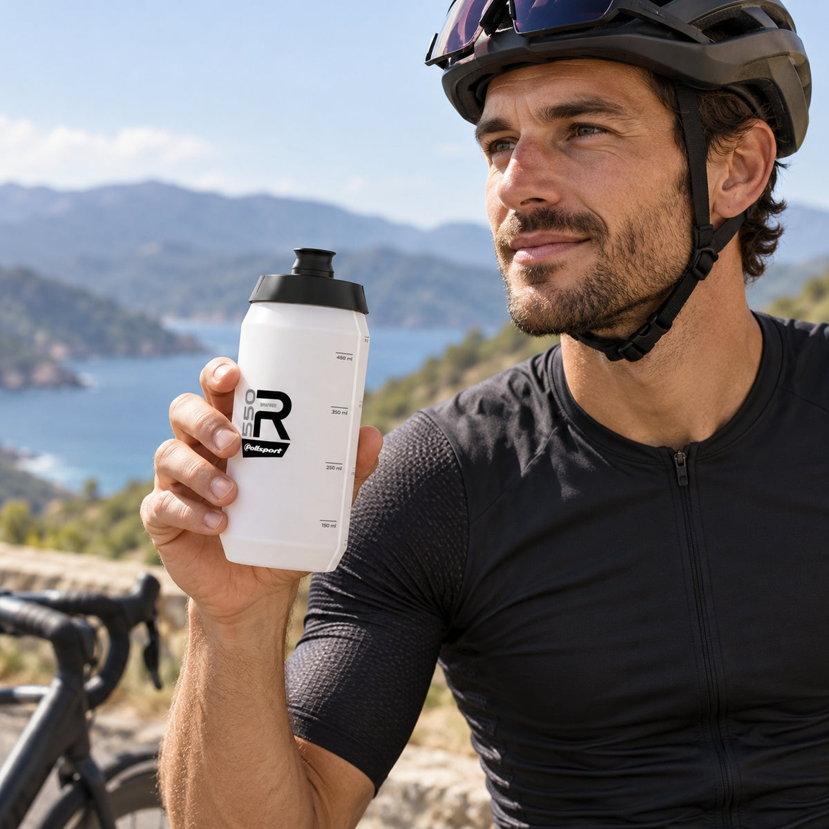 Polisport R550 Screw Cap Sports Water Bottle - Black | 550ml