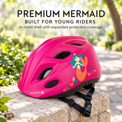 Polisport Kids Premium Bicycle Helmet with LED Light - Pink | Extra Small (48 - 52 cm)