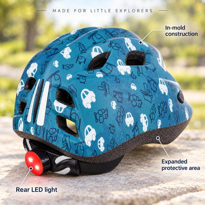 Polisport Kids Premium Bicycle Helmet with LED Light - Pink | Extra Small (48 - 52 cm)