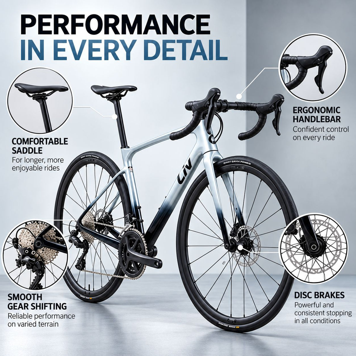 GIANT Liv Avail Advanced 3 Shimano Tiagra Road Bike - Cryo Silver | Double XS