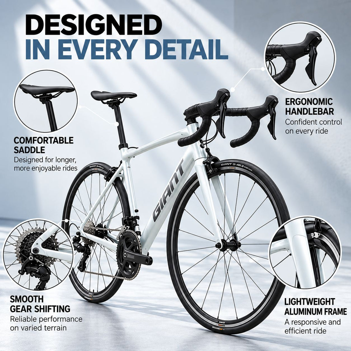 GIANT Contend 1 Shimano Sora Road Bike - Icicle White | Medium