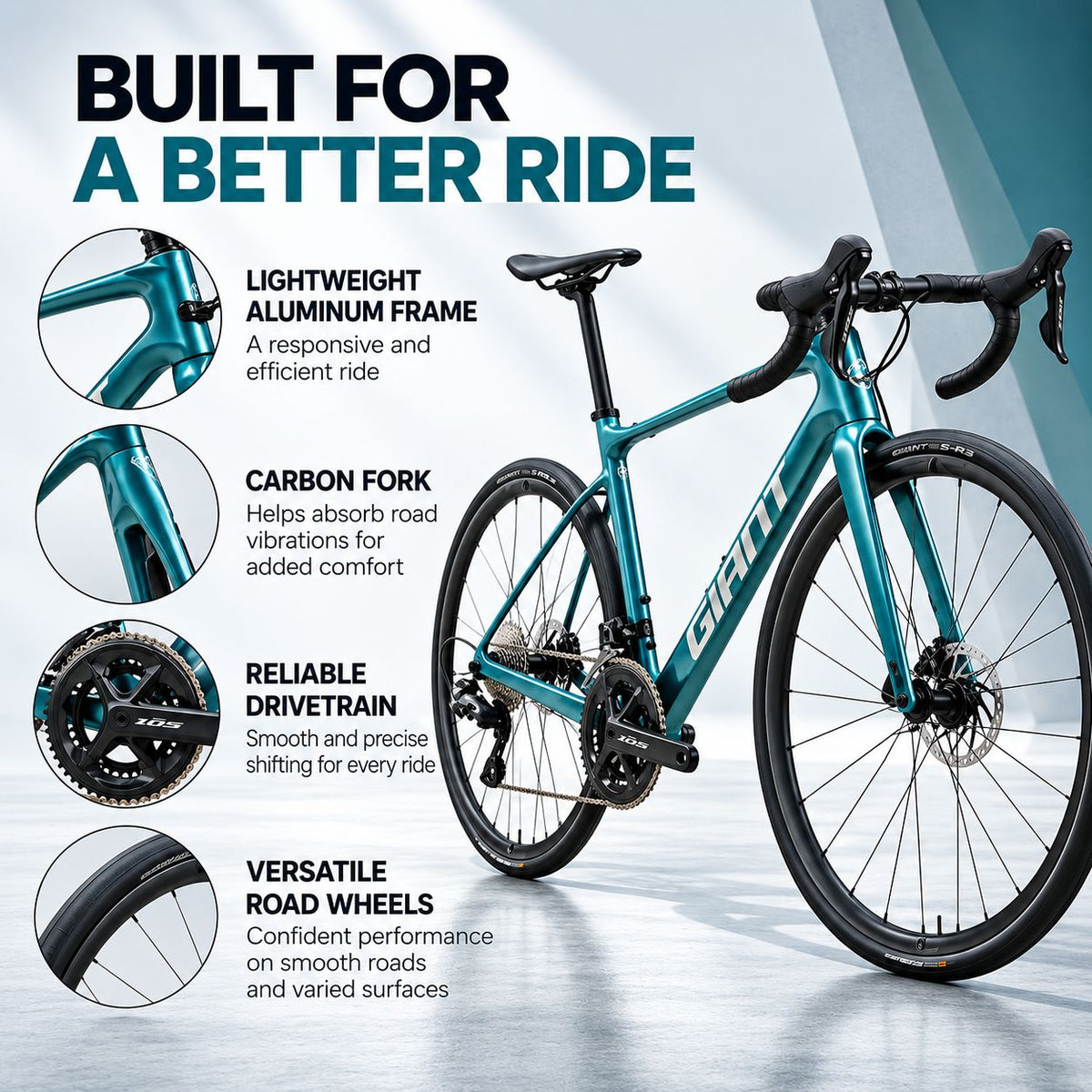 GIANT Defy Advanced 2 Shimano 105 Road Bike - Tidal Green | Extra Small