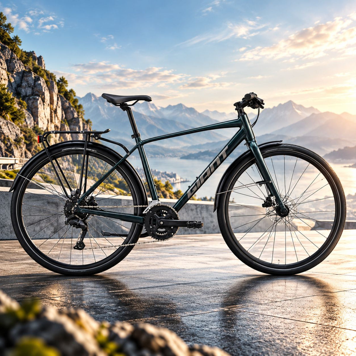 GIANT Escape City Disc 2 Hybrid Bike - Asphalt Green | Small