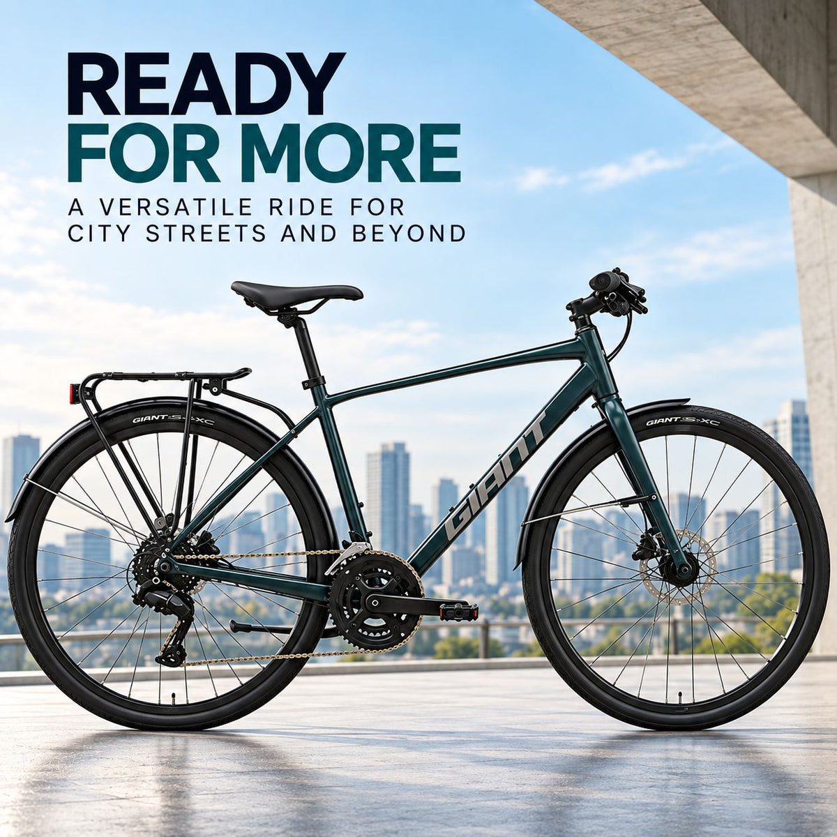 GIANT Escape City Disc 2 Hybrid Bike - Asphalt Green | Small