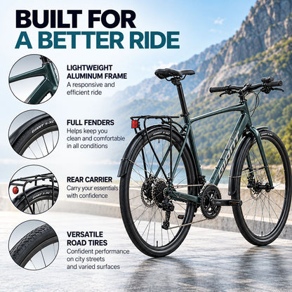 GIANT Escape City Disc 2 Hybrid Bike - Asphalt Green | Small