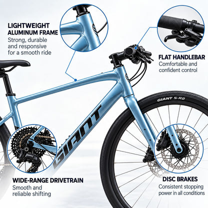 GIANT FastRoad AR 2 Hybrid Bike - Glacier Silver | Extra Small