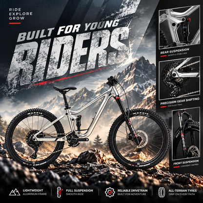 GIANT Faith 24 Full Suspension Kids Mountain Bike - Raw Aluminum