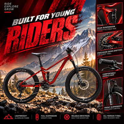 GIANT Faith 24 Full Suspension Kids Mountain Bike - Raw Aluminum